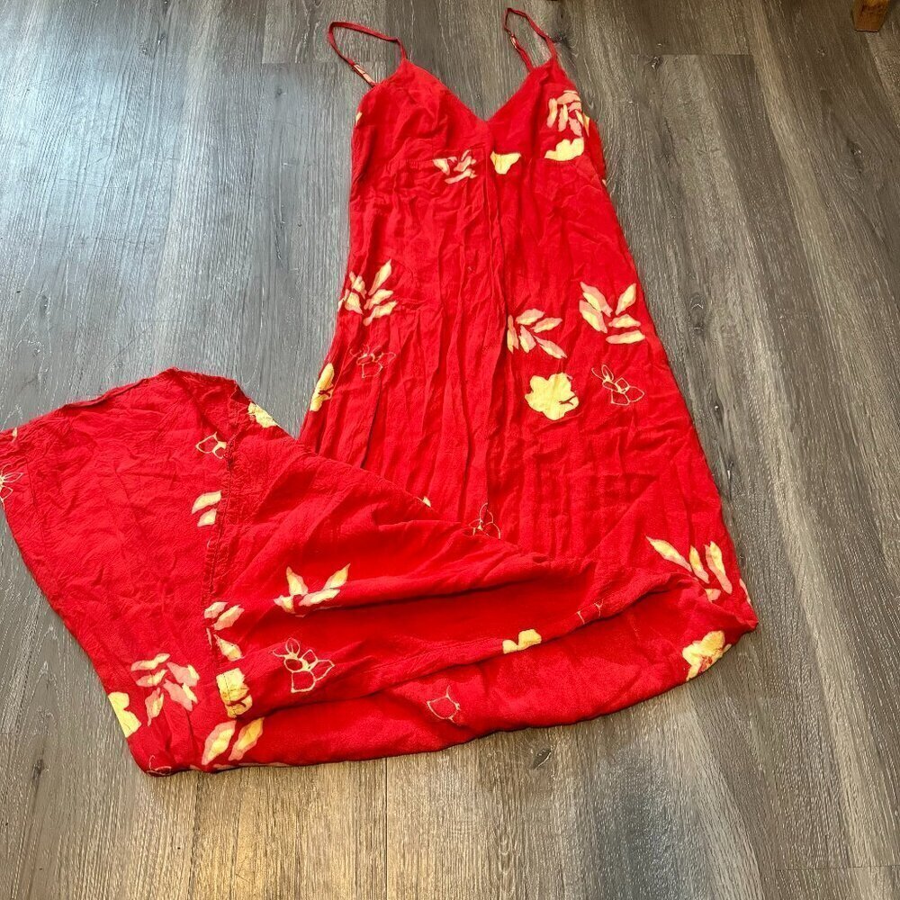 Size Small Nusa Dua Zipper Red Floral Maxi Dress